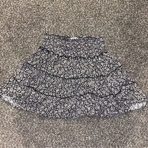 American Eagle Outfitters Black and White floral Tiered Skirt